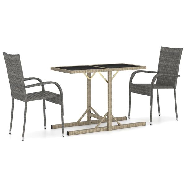 vidaXL 3 Piece Garden Dining Set Grey
