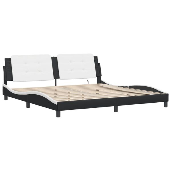 vidaXL Bed Frame with LED without Mattress "Zadar" Black and White 193x203 cm