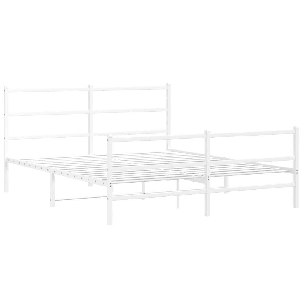 vidaXL Metal Bed Frame without Mattress with Footboard White 150x200cm