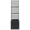 vidaXL Trellis Raised Bed with 1 Pot 30x30x107 cm Poly Rattan Black