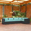 vidaXL 5 Piece Garden Lounge Set with Cushions Poly Rattan Black