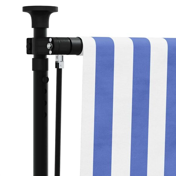 vidaXL Outdoor Roller Blind Blue and White 150x270 cm Fabric&Steel