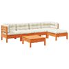 vidaXL 6 Piece Garden Sofa Set with Cushions Wax Brown Solid Wood Pine