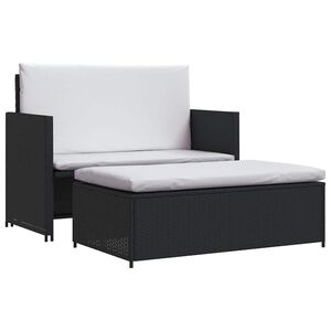vidaXL 2 Piece Garden Lounge Set with Cushions Poly Rattan Black