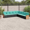 vidaXL 9 Piece Garden Sofa Set with Cushions Black Poly Rattan