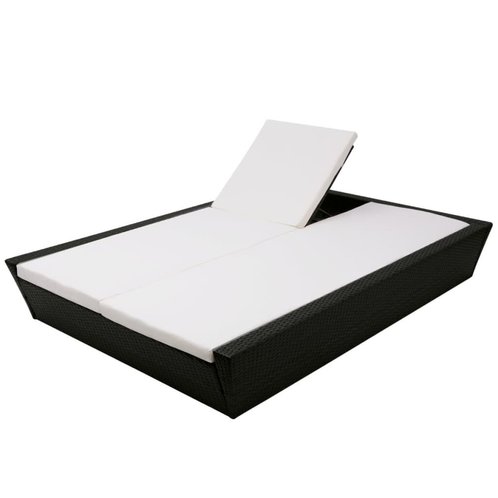 vidaXL Outdoor Lounge Bed with Cushion Poly Rattan Black
