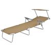 vidaXL Folding Sun Lounger with Canopy Steel Taupe