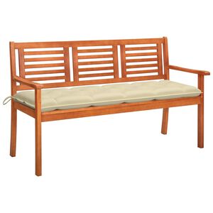 vidaXL 3-Seater Garden Bench with Cushion 150 cm Solid Eucalyptus Wood