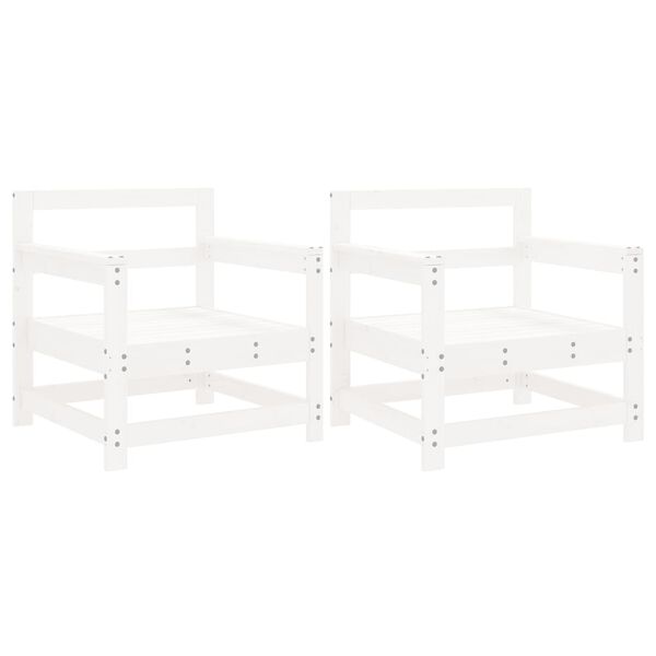 vidaXL Garden Chairs 2 pcs White Solid Wood Pine