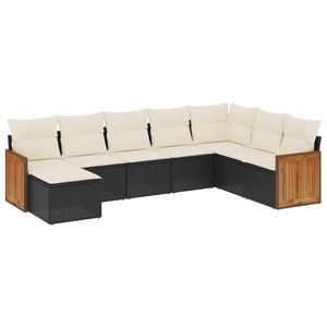 vidaXL 8 Piece Garden Sofa Set with Cushions Black Poly Rattan