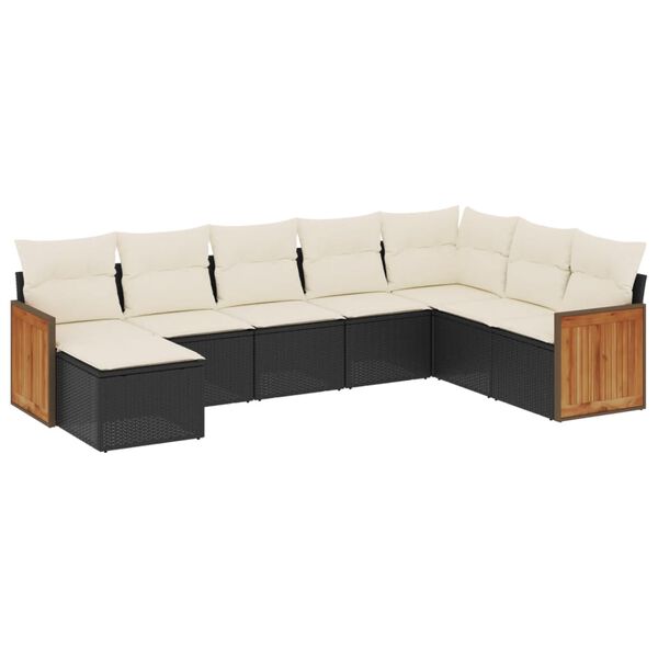 vidaXL 8 Piece Garden Sofa Set with Cushions Black Poly Rattan