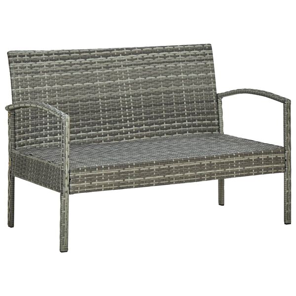 vidaXL 5 Piece Garden Lounge Set with Cushions Poly Rattan Grey