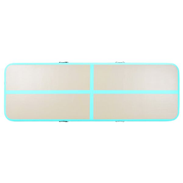 vidaXL Inflatable Gymnastics Mat with Pump 400x100x10 cm PVC Green