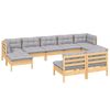 vidaXL 9 Piece Garden Lounge Set with Grey Cushions Pinewood