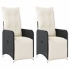vidaXL Reclining Garden Chairs 2 pcs with Cushions Black Poly Rattan
