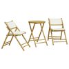 vidaXL 3 Piece Folding Bistro set with Cream White Cushions Bamboo
