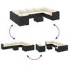 vidaXL 9 Piece Garden Sofa Set with Cushions Black Poly Rattan