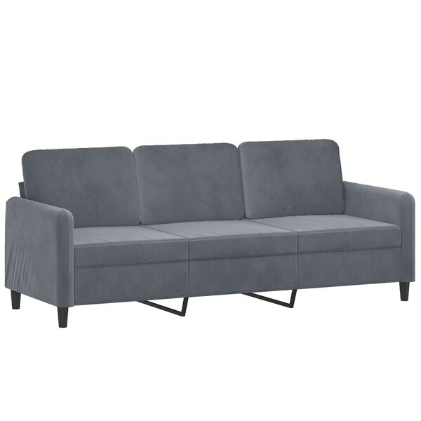 vidaXL 3-Seater Sofa Dark Grey Velvet 180 cm