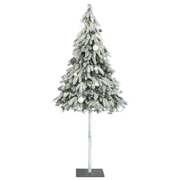 vidaXL Artificial Christmas Tree 300 LEDs&Ball Set&Flocked Snow 180 cm