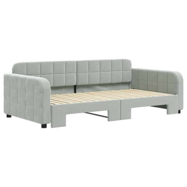 vidaXL Daybed with Trundle without Mattress Light Grey 100x190 cm