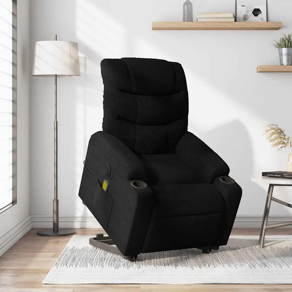 vidaXL Electric Stand up Massage Recliner Chair Black Fabric