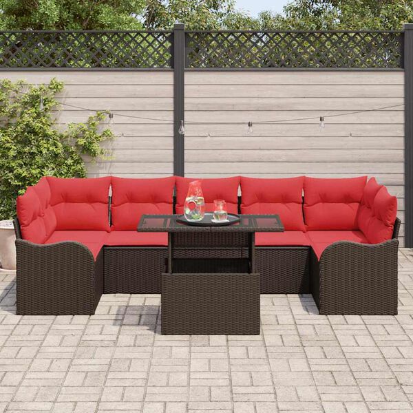 vidaXL Garden Sofa Set with Cushion 8 pcs Brown Poly rattan