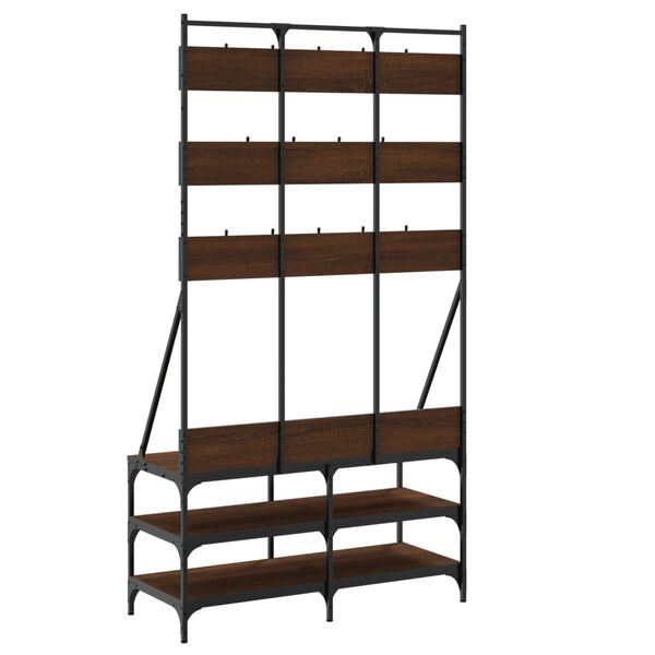 vidaXL Clothes Rack with Shoe Storage Brown Oak 100x40x184 cm