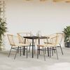 vidaXL 5 Piece Garden Dining Set with Cushions Brown Poly Rattan Glass