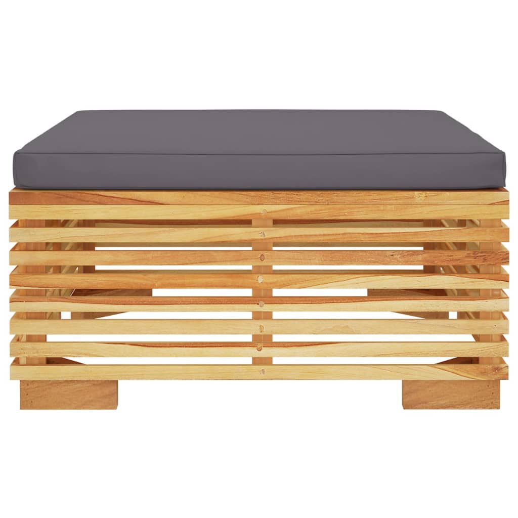vidaXL Garden Footrest with Dark Grey Cushion Solid Wood Teak
