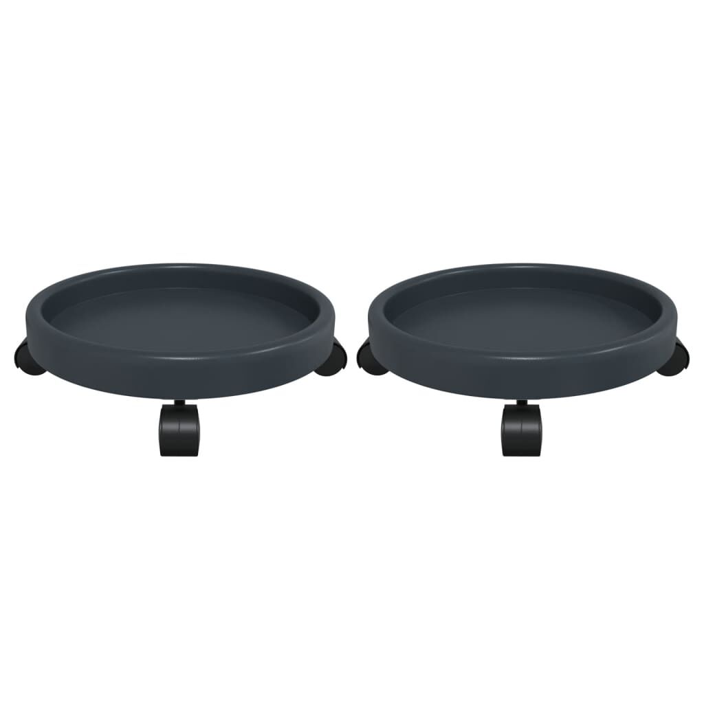 vidaXL Plant Trolleys with Wheels 2 pcs Grey Diameter 34 cm 35 kg