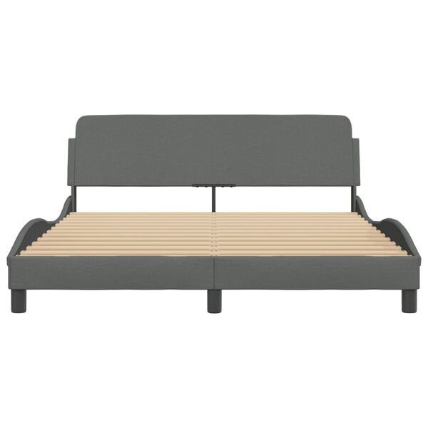 vidaXL Bed Frame "Dover" Dark Grey 152x203 cm Queen Fabric
