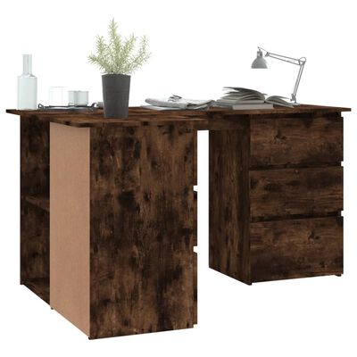 vidaXL Corner Desk Smoked Oak 145x100x76 cm Engineered Wood