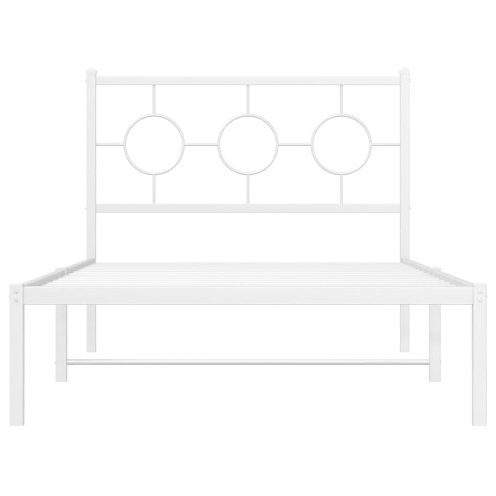 vidaXL Metal Bed Frame without Mattress with Headboard White 100x200cm