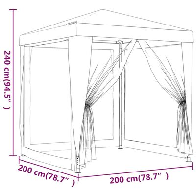 vidaXL Party Tent with 4 Mesh Sidewalls Blue 2x2 m HDPE