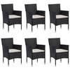 vidaXL 7 Piece Garden Dining Set Poly Rattan Black