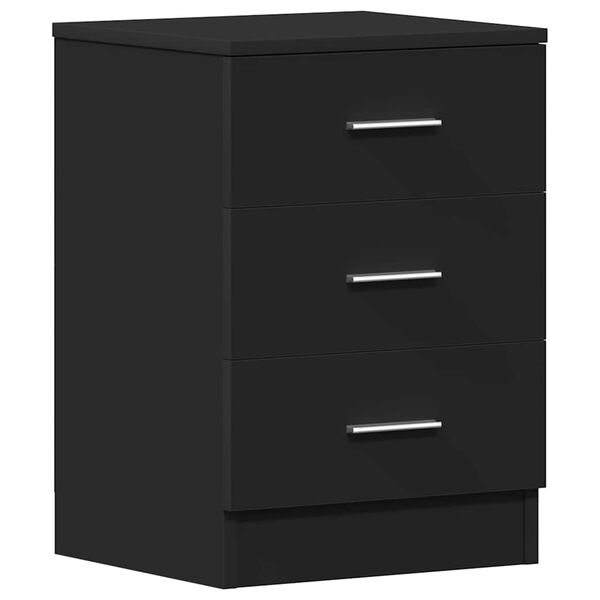 vidaXL Bedside Cabinet Black 38x35x56 cm Engineered Wood