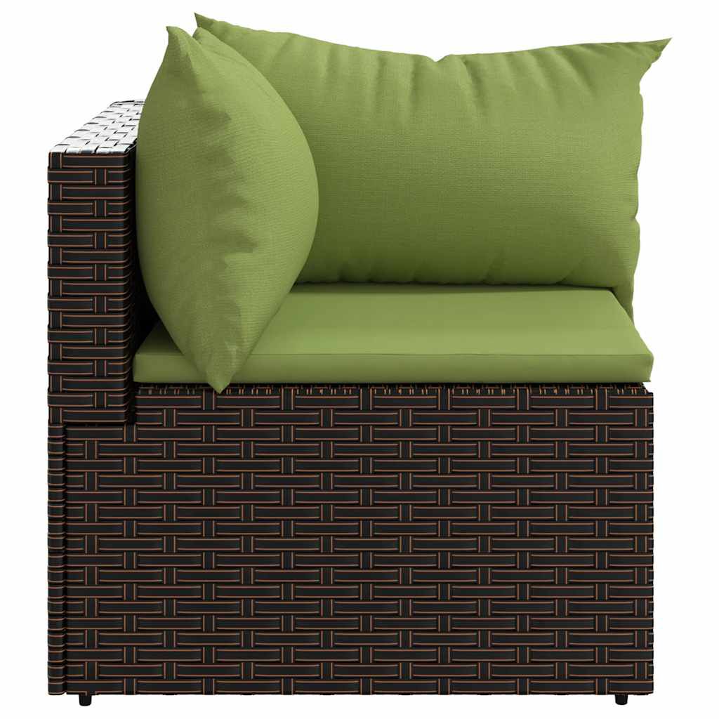 vidaXL Garden Corner Sofa with Cushions Brown Poly Rattan