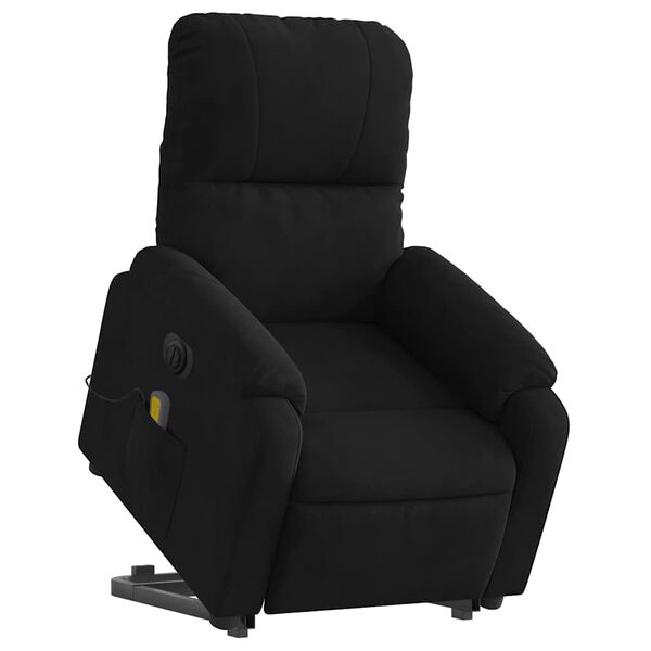 vidaXL Electric Stand up Massage Recliner Chair Black Microfibre Fabric