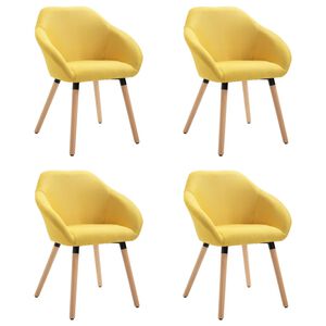 vidaXL Dining Chairs 4 pcs Yellow Fabric