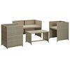vidaXL 4 Piece Garden Lounge Set with Cushions Beige Poly Rattan
