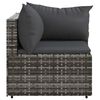 vidaXL Garden Corner Sofa with Cushions Grey Poly Rattan