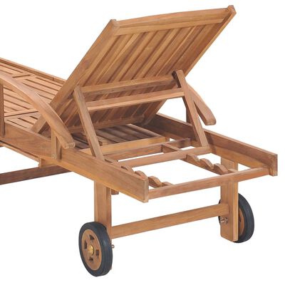 vidaXL Sun Lounger with Anthracite Cushion Solid Teak Wood