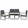 vidaXL 5 piece Garden Dining Set with Cushions Black PP Rattan