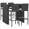 vidaXL 5 Piece Garden Bar Set with Cushions Black Poly Rattan