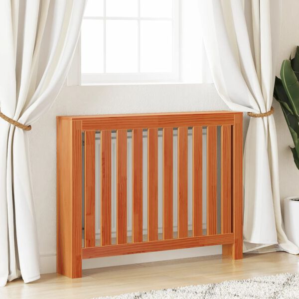 vidaXL Radiator Cover Wax Brown 108.5x19x84 cm Solid Wood Pine