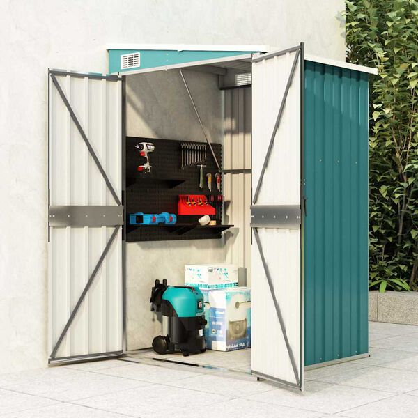 vidaXL Wall-mounted Garden Shed Green 118x100x178 cm Galvanised Steel