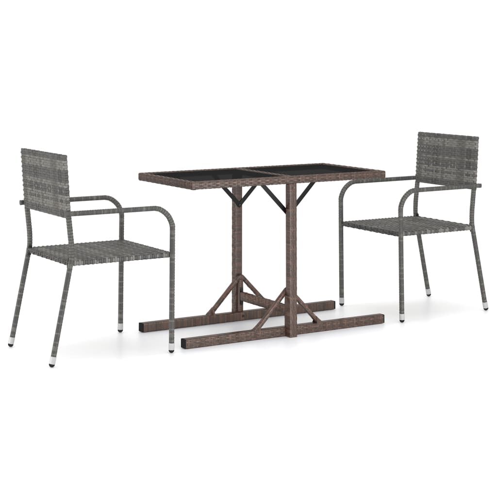 vidaXL 3 Piece Garden Dining Set Grey