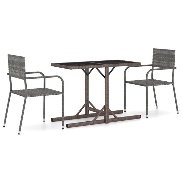 vidaXL 3 Piece Garden Dining Set Grey