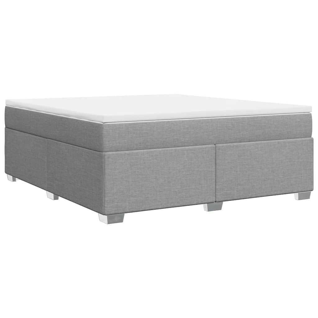 vidaXL Box Spring Bed with Mattress Light Grey King Fabric