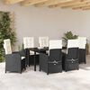 vidaXL Garden Dining Set with Cushion 7 pcs Black Poly Rattan